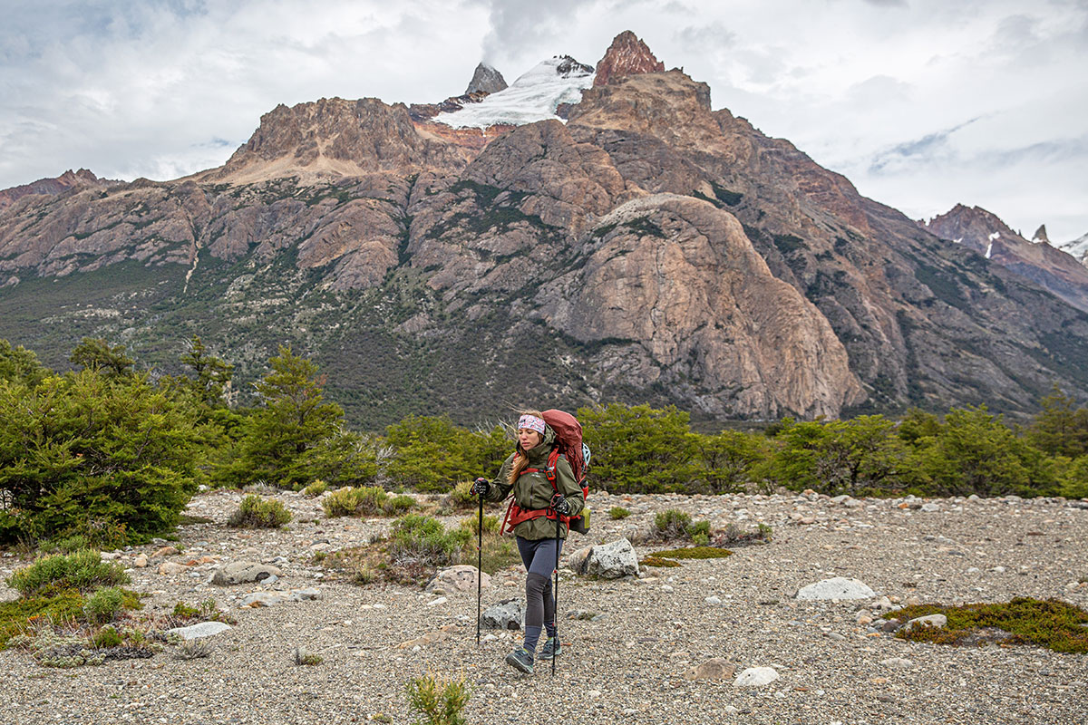 Arc'teryx Alpha AR (backpacking with Patagonian peak in the background)